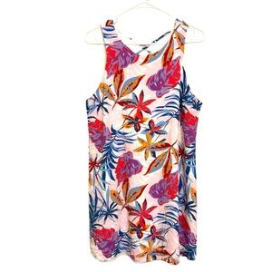 2/$30 Emily Wonder - Tropical Floral Sleeveless Mini Dress Pink Red Blue Size L